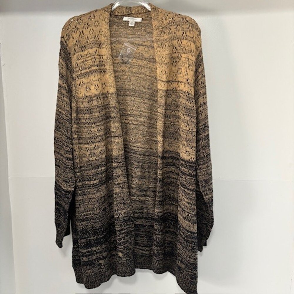 Liz Claiborne Women’s Ombre Brown Black Knit Open Cardigan 3XL NEW Neutral Layer